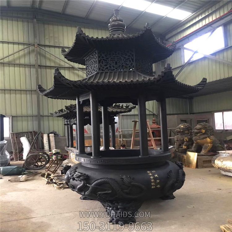 景区寺院三足宝盖铸铁焚经香炉博鱼网页版