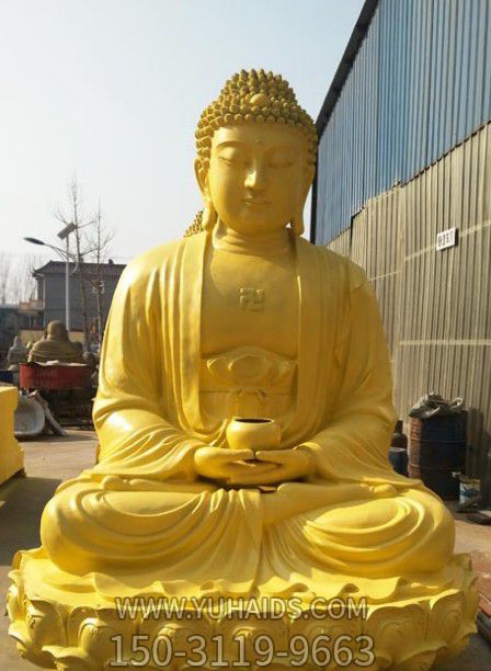 景区庙宇大型仿真人物景观不锈钢喷金鎏金如来佛祖博鱼网页版