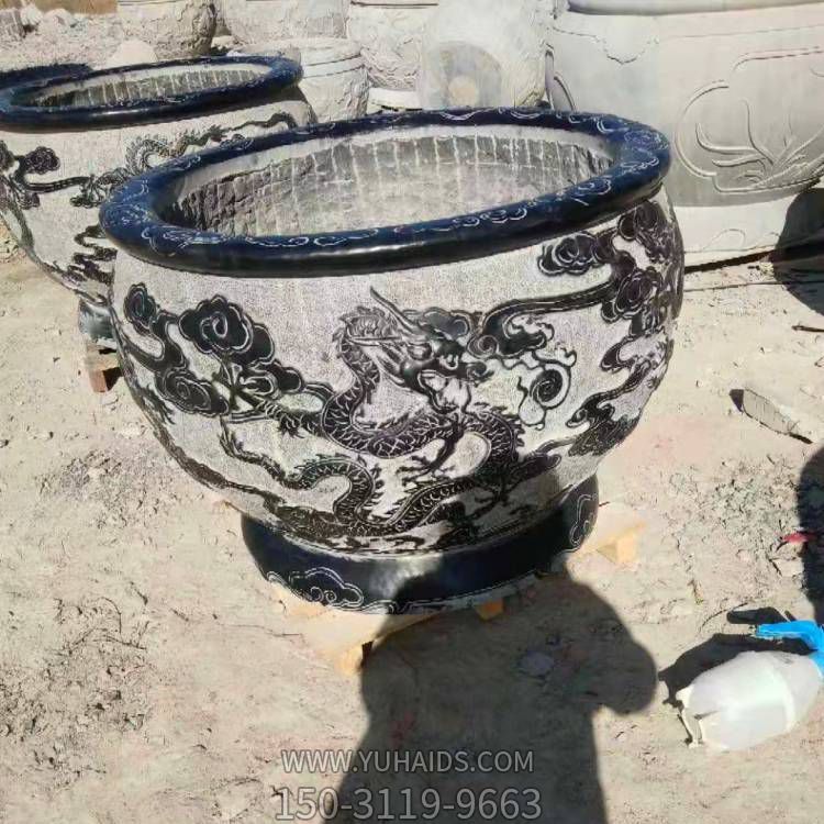 青石石雕户外园林庭院浮雕鱼缸博鱼网页版