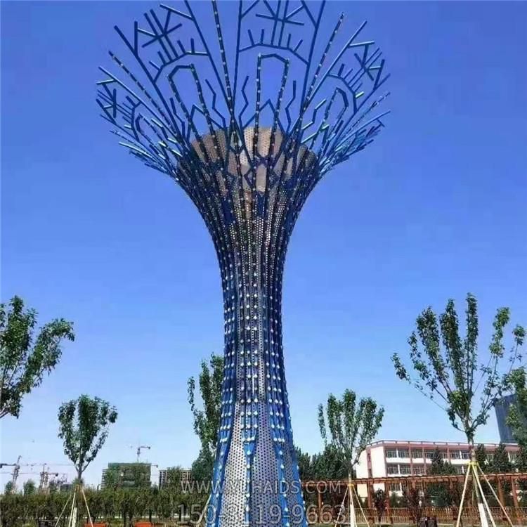 公园摆放大型发光不锈钢抽象树博鱼网页版