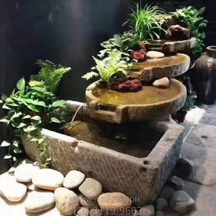 仿古做旧别墅室内创意流水摆件老石槽博鱼网页版