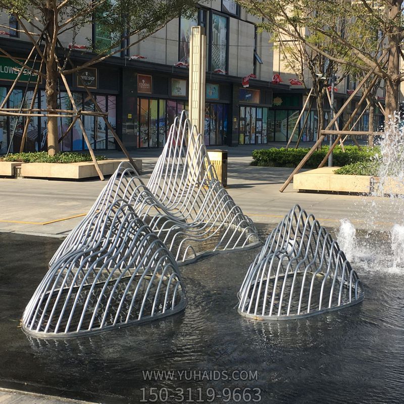 城市不锈钢景观博鱼网页版定制园林小区标志摆件创意水景抽象假山博鱼网页版