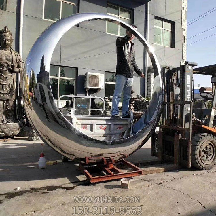 酒店门口大型不锈钢镜面创意圆环摆件博鱼网页版