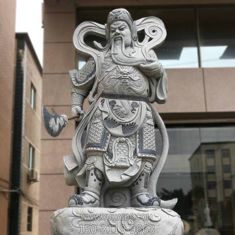 寺院摆放大刀关羽站像青石雕刻韦陀佛像博鱼网页版