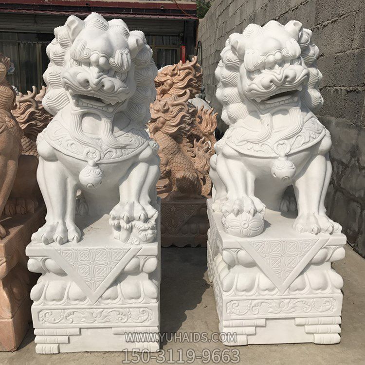 汉白玉石雕家用一对看大门的狮子博鱼网页版