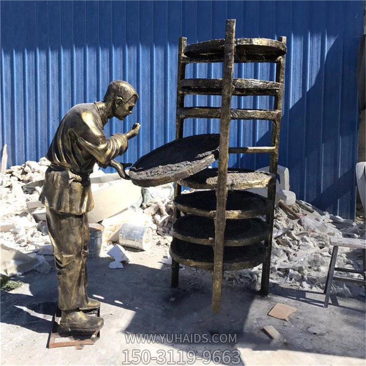 园林农耕文化玻璃钢仿铜制茶晒茶人物小品博鱼网页版