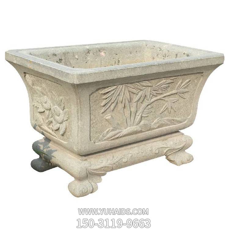 花岗岩雕刻中式庭院 摆放长形大号花盆落地博鱼网页版