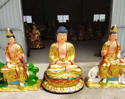 玻璃钢彩绘喷金烤漆打坐的文殊普贤博鱼网页版
