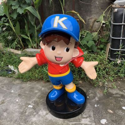 玻璃钢男孩卡通博鱼网页版 公仔人物造型 运动学生雕像 超市美陈摆件博鱼网页版