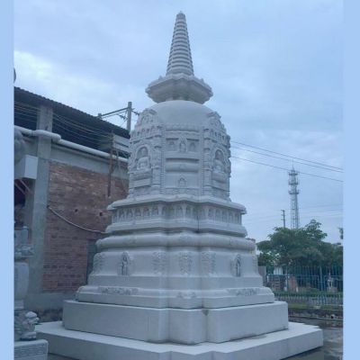 西藏景区汉白玉石雕舍利塔佛塔