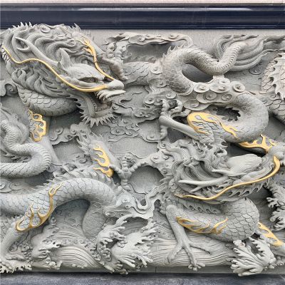 景区园林九龙壁画浮雕漆金青石博鱼网页版