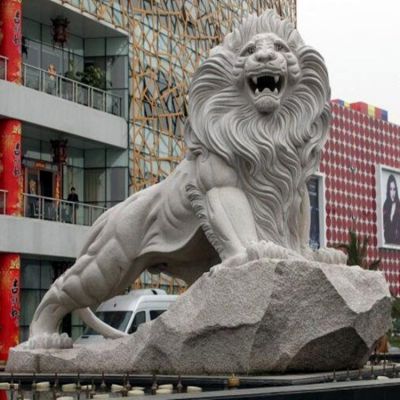 城市广场摆放大理石浮雕西方石狮子博鱼网页版