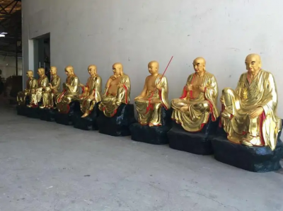 十八罗汉塑像，玻璃钢漆金佛像系列博鱼网页版
