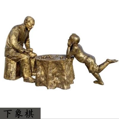 玻璃钢仿铜户外园林景观下象棋的人物博鱼网页版