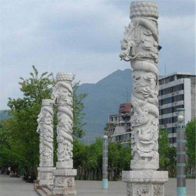 公园广场大型浮雕龙盘石柱博鱼网页版