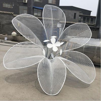 不锈钢镂空网格户外喷泉水景花朵