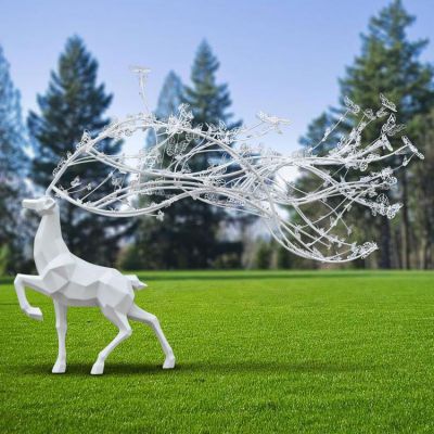 大型抽象几何不锈钢块面梅花鹿博鱼网页版