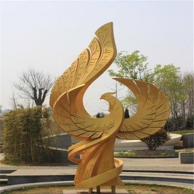 公园广场不锈钢抽象喷泉凤凰