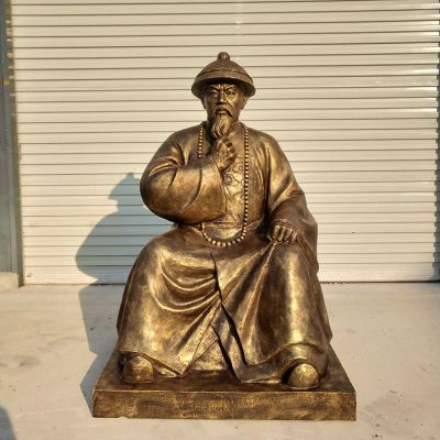 城市景区历史文化名人玻璃钢仿铜林则徐坐姿雕像