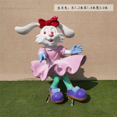 商场游乐园玻璃钢卡通创意兔子博鱼网页版幼儿园摆件