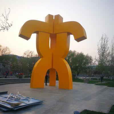 大型不锈钢喷漆抽象文字景观艺术造型博鱼网页版