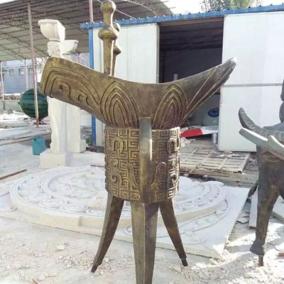玻璃钢仿铜古代喝酒器皿爵杯景点装饰博鱼网页版