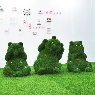 仿真绿植草皮熊猫户外玻璃钢博鱼网页版生态主题园林景观摆件