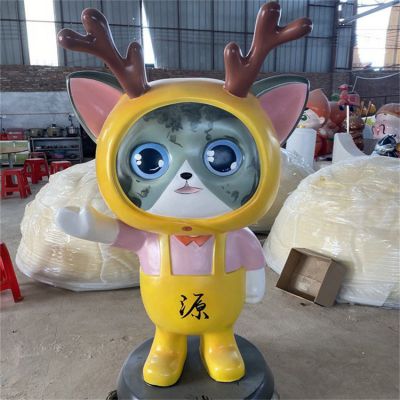 美食城店铺玻璃钢卡通创意公仔猫咪