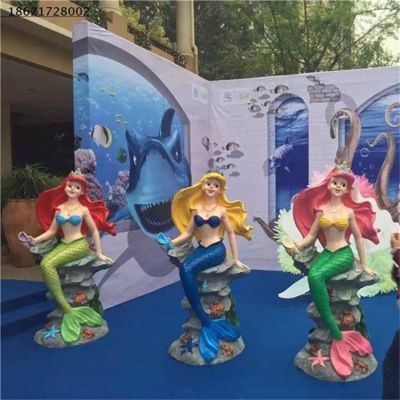 玻璃钢卡通美人鱼博鱼网页版 彩绘动漫人物游乐场公园幼儿园装饰摆件