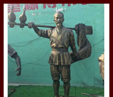 湖边景区摆放捕鱼的渔翁玻璃钢仿铜博鱼网页版