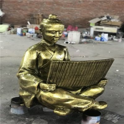 玻璃钢仿铜户外公园看书的人物博鱼网页版