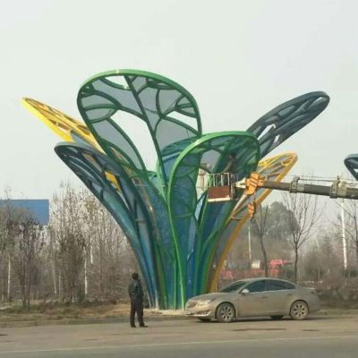 户外不锈钢彩绘创意植物景观