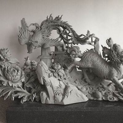 石龙柱雕刻门墩仿古抱鼓石中式庭院别墅门墩摆件