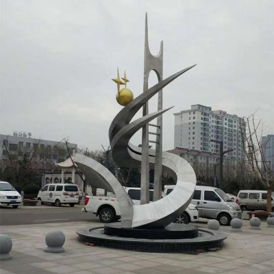 广场大型不锈钢几何抽象景观摆件
