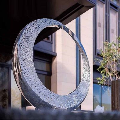 房地产售楼部水景镂空发光月亮圆环装饰摆件