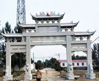美丽城市建设孝善汉白玉三门楼浮雕牌坊