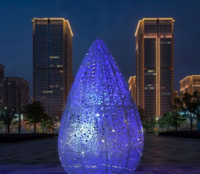 户外广场不锈钢镂空夜晚发光水滴博鱼网页版