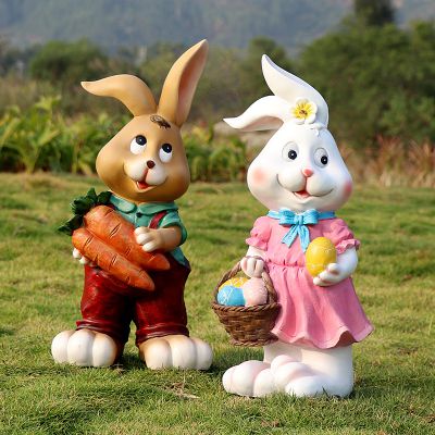 可爱家居摆件两只玻璃钢兔子博鱼网页版