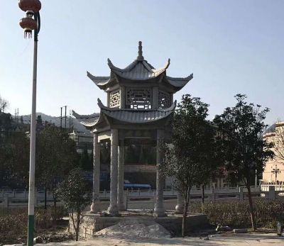 村庄户外景观双层镂空仿古建凉亭休息座椅石雕