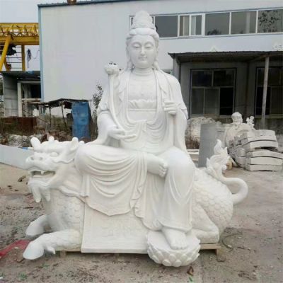 寺庙摆放天然石材汉白玉雕刻文殊菩萨雕像