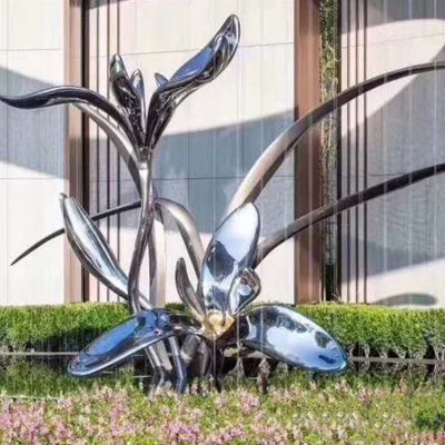 园林广场不锈钢透光莲花造型博鱼网页版艺术摆件