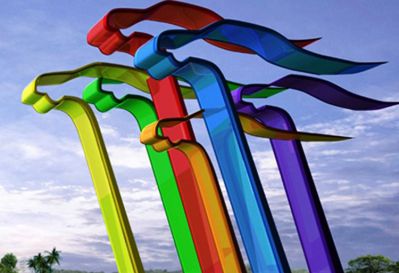 公园商厦不锈钢多色空中飞舞的彩带博鱼网页版