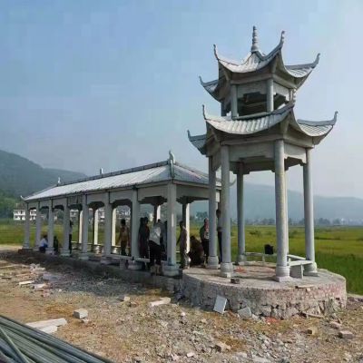 广场中式石博鱼网页版户外大型多层凉亭博鱼网页版