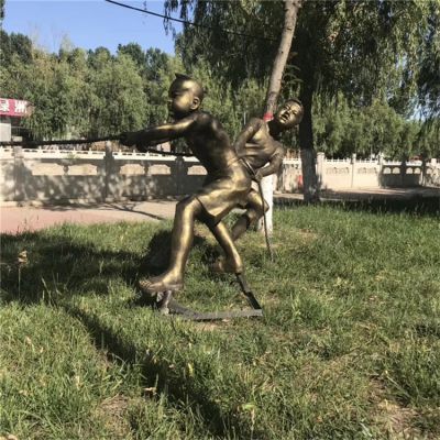拔河的孩子玻璃钢仿铜民俗生活博鱼网页版
