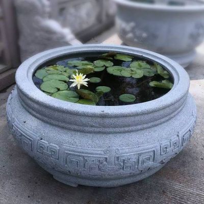 仿古做旧大理石石雕养花养鱼鱼缸