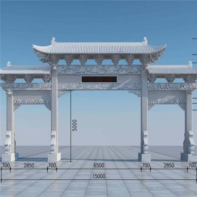 天然石材雕刻三门仿古建筑斗拱石牌坊景区景观博鱼网页版