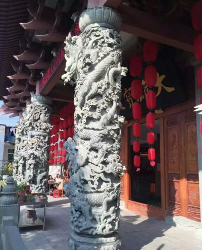 景区古建筑门口华表龙博鱼网页版摆件