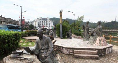户外庭院玻璃钢仿铜古代男子读书博鱼网页版
