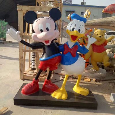 玻璃钢卡通彩绘米奇唐老鸭公仔商场室内摆件