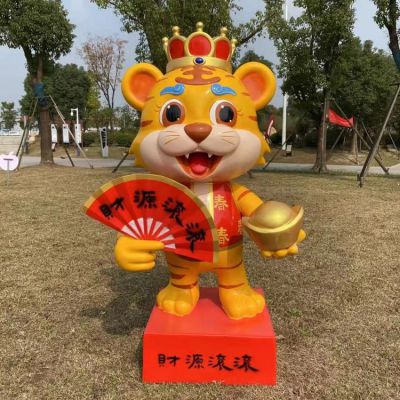 虎年吉祥物玻璃钢卡通虎博鱼网页版商场美陈售楼部景区户外落地大摆件